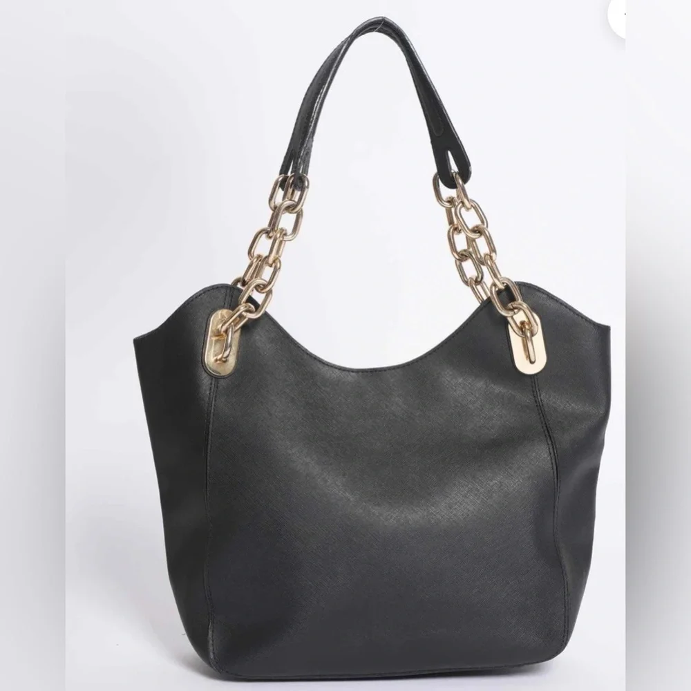 Michael Kors Black Shoulder Bag with Gold Chain